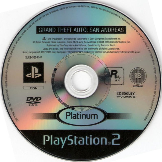 Grand Theft Auto: San Andreas (Disc Only - Platinum) | PS2