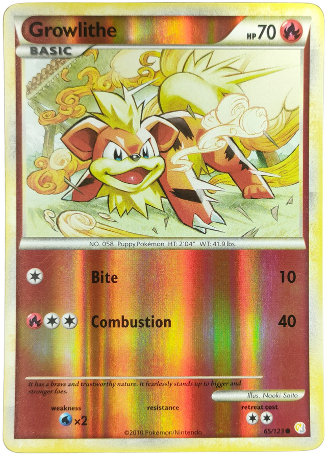 Pokemon | HeartGold & SoulSilver Series | HeartGold SoulSilver | Growlithe (Reverse Holo) - 65/123