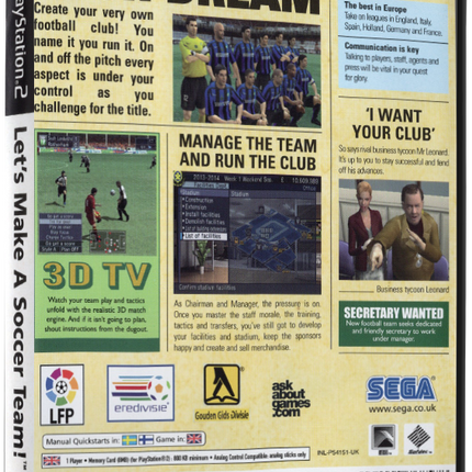 Let’s Make a Soccer Team! (Printed Cover) | PS2