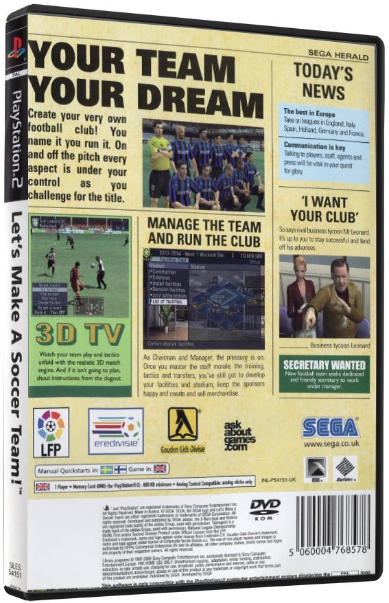 Let’s Make a Soccer Team! (Printed Cover) | PS2